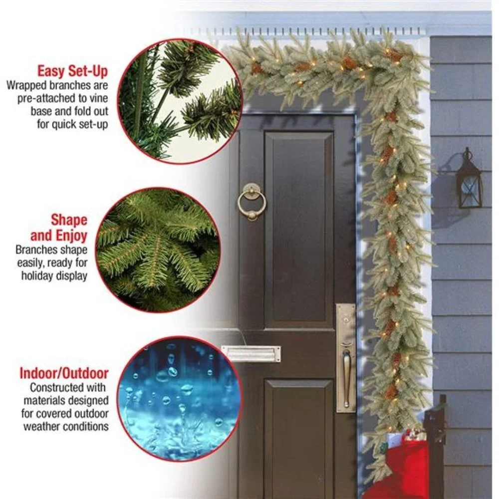 Pre-Lit 'Feel Real' Artificial Christmas Garland, Green, Arctic Spruce 9 Feet
